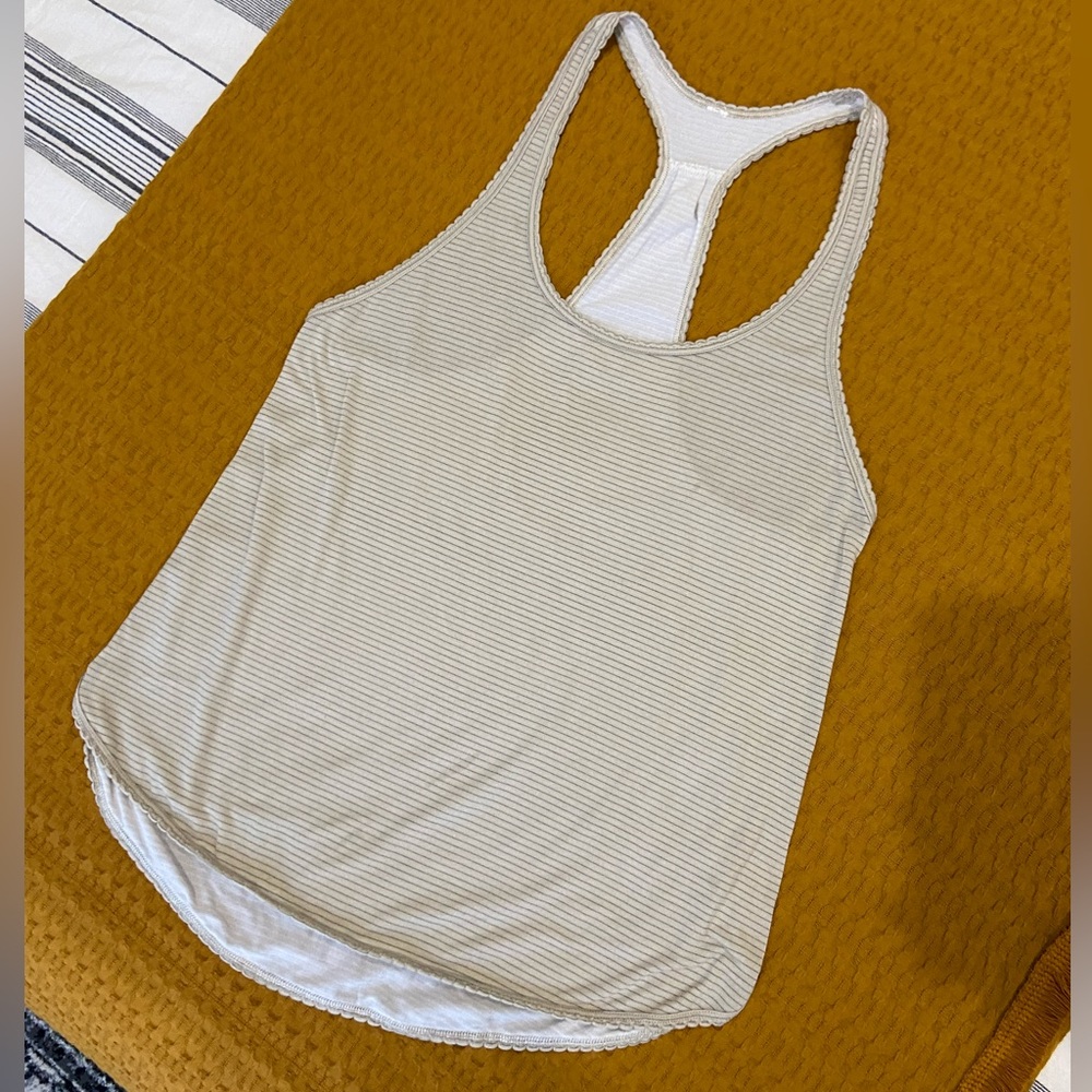 Lululemon racerback shirt in cream and white stripe